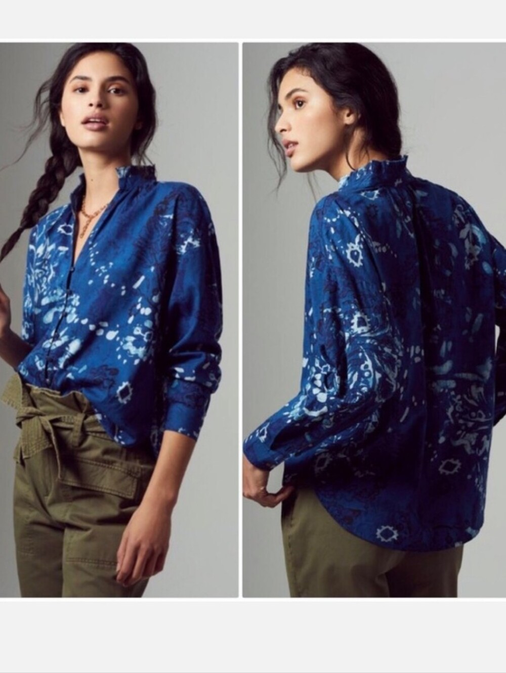 Anthropologie Pilcro The Tavi Ruffled Buttondown Top